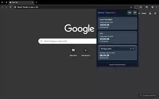 Simply Timezones from Chrome web store to be run with OffiDocs Chromium online Simply Timezones from Chrome web store to be run with OffiDocs Chromium online