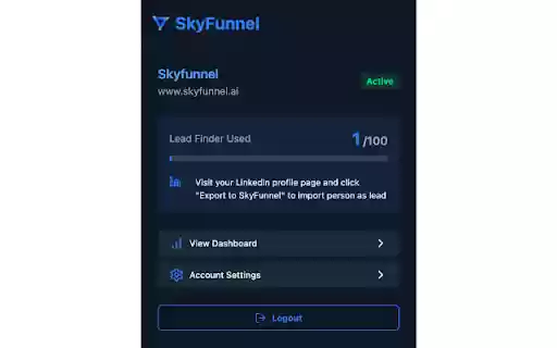Skyfunnel Lead Extractor from Chrome web store to be run with OffiDocs Chromium online Skyfunnel Lead Extractor from Chrome web store to be run with OffiDocs Chromium online