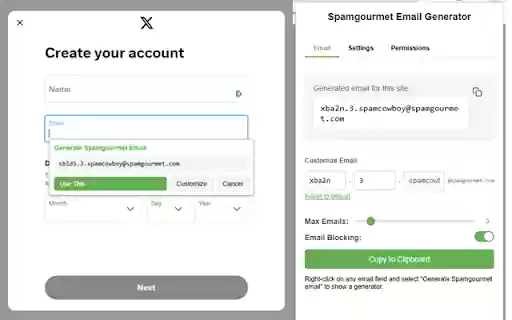 Spamgourmet Email Generator (Unofficial) from Chrome web store to be run with OffiDocs Chromium online Spamgourmet Email Generator (Unofficial) from Chrome web store to be run with OffiDocs Chromium online