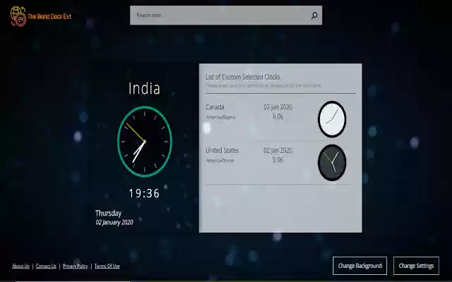 The World Clock Ext from Chrome web store to be run with OffiDocs Chromium online The World Clock Ext from Chrome web store to be run with OffiDocs Chromium online