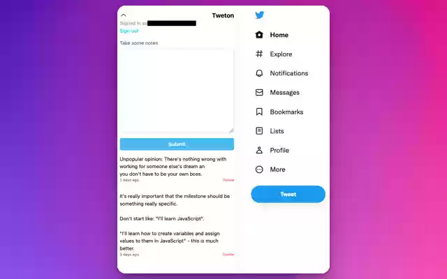 Tweton from Chrome web store to be run with OffiDocs Chromium online Tweton from Chrome web store to be run with OffiDocs Chromium online