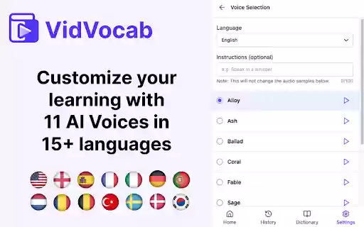 VidVocab Turn YouTube Videos Into Interactive Language Lessons from Chrome web store to be run with OffiDocs Chromium online VidVocab Turn YouTube Videos Into Interactive Language Lessons from Chrome web store to be run with OffiDocs Chromium online