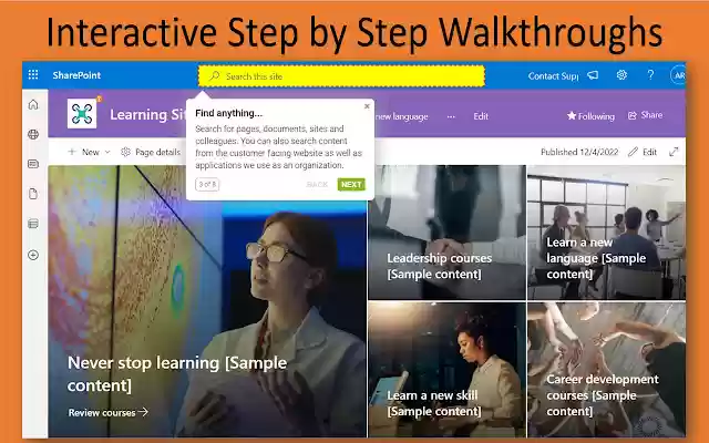 VisualSP Training for Microsoft 365 from Chrome web store to be run with OffiDocs Chromium online VisualSP Training for Microsoft 365 from Chrome web store to be run with OffiDocs Chromium online