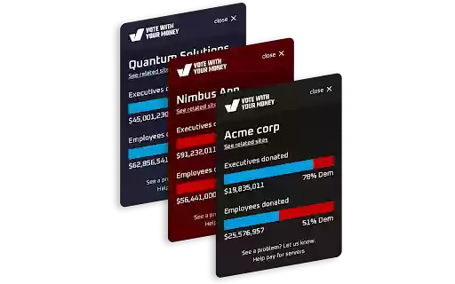 Vote With Your Money from Chrome web store to be run with OffiDocs Chromium online Vote With Your Money from Chrome web store to be run with OffiDocs Chromium online