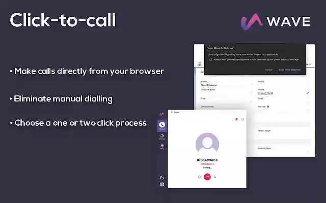 Wave Click to Call from Chrome web store to be run with OffiDocs Chromium online Wave Click to Call from Chrome web store to be run with OffiDocs Chromium online