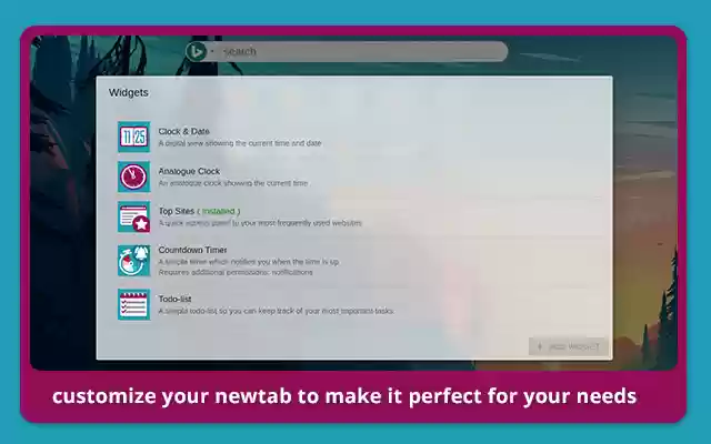 Widget NewTab from Chrome web store to be run with OffiDocs Chromium online Widget NewTab from Chrome web store to be run with OffiDocs Chromium online